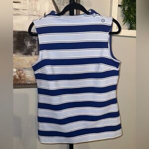 Talbots Size Medium Striped Blue and White Sleeveless Top‎ with Button Detail